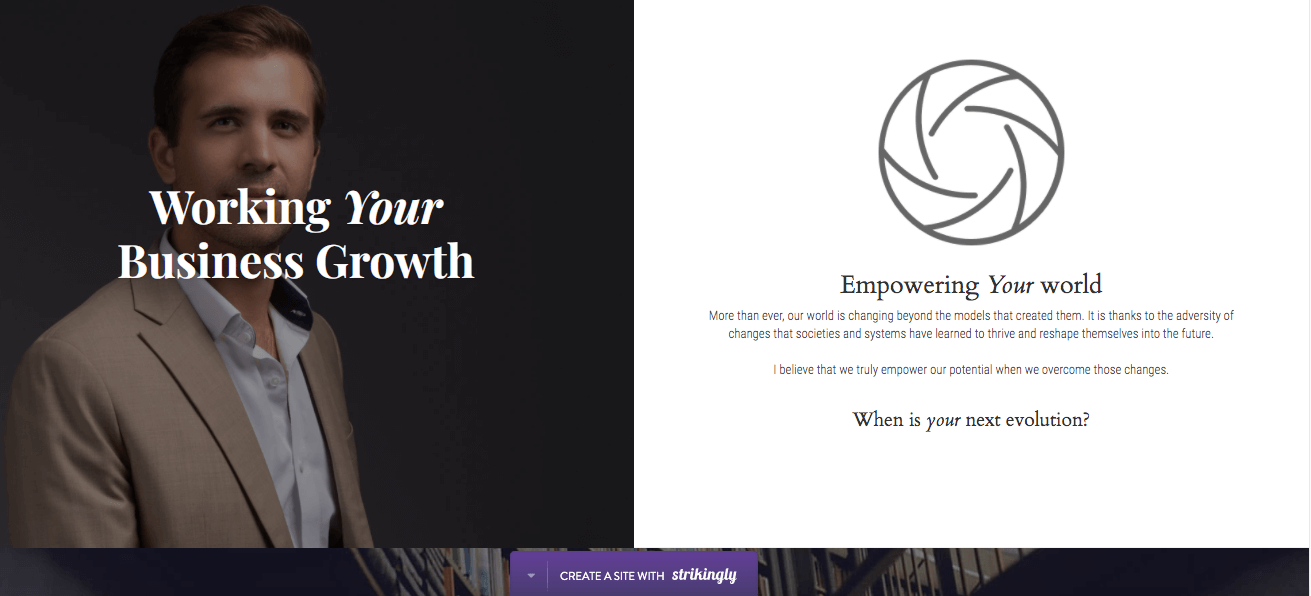 A website built on Strikingly guiding people about business growth A website built on Strikingly guiding people about business growth